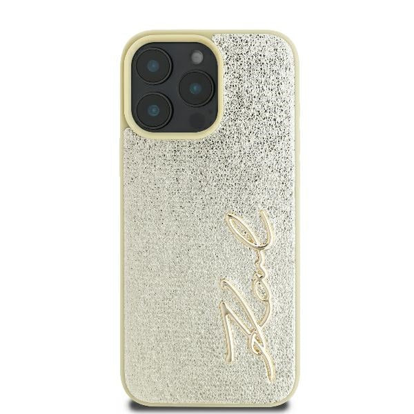Etui til Apple iPhone 16 Pro, Karl Lagerfeld, Metal Signature, Gylden