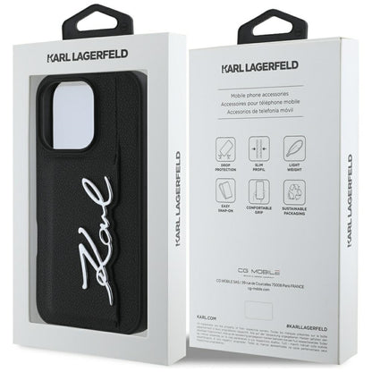 Etui til Apple iPhone 16 Pro, Karl Lagerfeld, Metal Signature, Sort