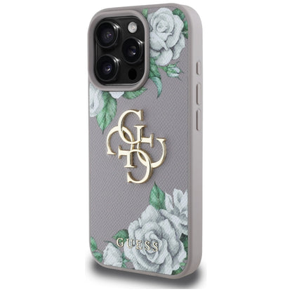 Etui til Apple iPhone 16 Pro Max, Guess, 4G Grained Roses Big Logo, Lilla