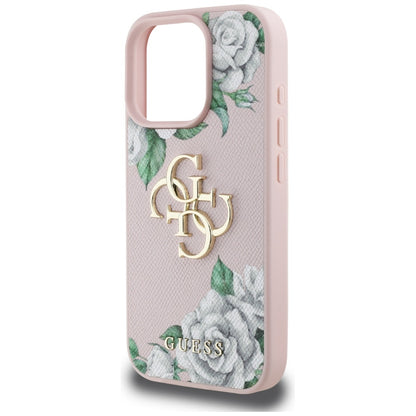 Etui til Apple iPhone 16 Pro Max, Guess, 4G Grained Roses Big Logo, Pink