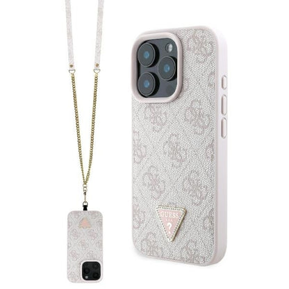 Etui til Apple iPhone 16 Pro Max, Guess, Crossbody 4G Triangle Strass, Pink
