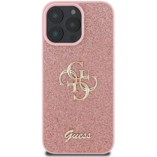 Etui til Apple iPhone 16 Pro Max, Guess, Fixed Glitter Big 4G, Pink