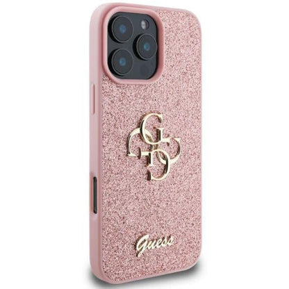 Etui til Apple iPhone 16 Pro Max, Guess, Fixed Glitter Big 4G, Pink