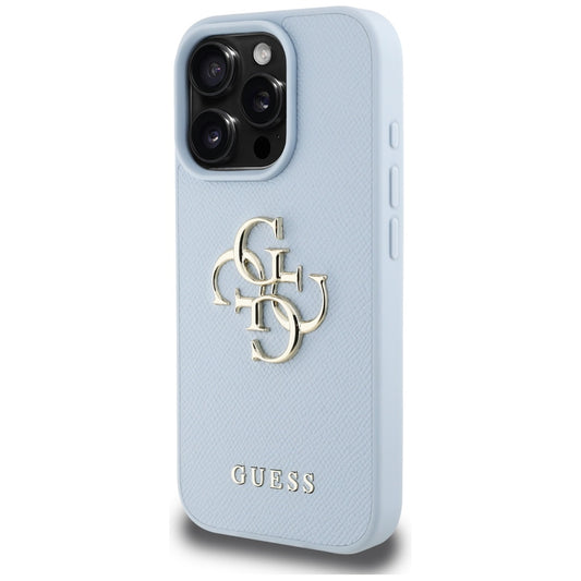 Etui til Apple iPhone 16 Pro Max, Guess, Grained Big 4G Logo Small Classic Logo, Blå