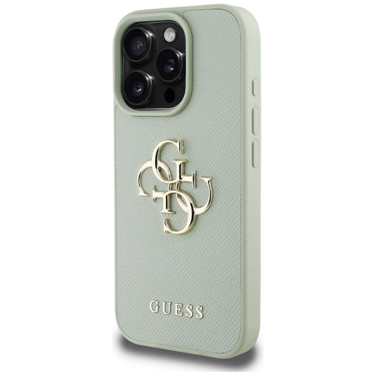 Etui til Apple iPhone 16 Pro Max, Guess, Grained Big 4G Logo Small Classic Logo, Grøn