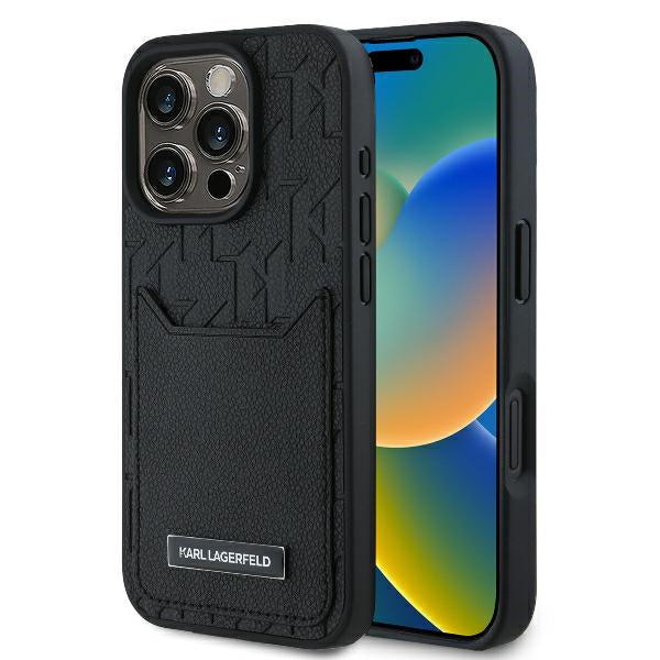 Etui til Apple iPhone 16 Pro Max, Karl Lagerfeld, Cardslots Monogram, Sort