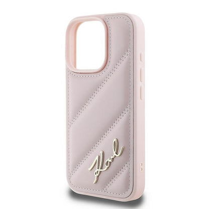 Etui til Apple iPhone 16 Pro Max, Karl Lagerfeld, Diagonal Quilted Script, Pink
