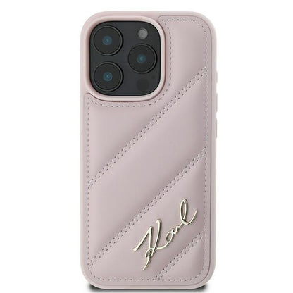Etui til Apple iPhone 16 Pro Max, Karl Lagerfeld, Diagonal Quilted Script, Pink