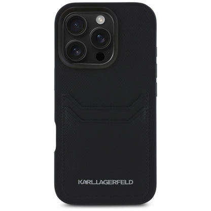 Case for Apple iPhone 16 Pro Max, Karl Lagerfeld, Grained Cardslots, Black