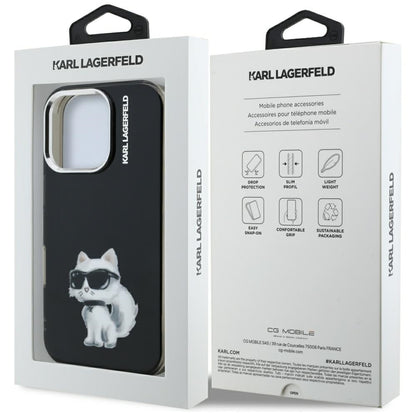 Etui til Apple iPhone 16 Pro Max, Karl Lagerfeld, IML Aquarelle Logo Choupette, Sort