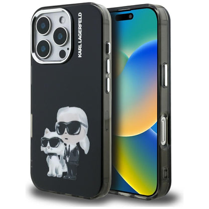 Etui til Apple iPhone 16 Pro Max, Karl Lagerfeld, IML Aquarelle Logo Karl & Choupette, Sort