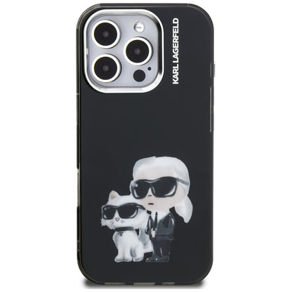 Etui til Apple iPhone 16 Pro Max, Karl Lagerfeld, IML Aquarelle Logo Karl & Choupette, Sort