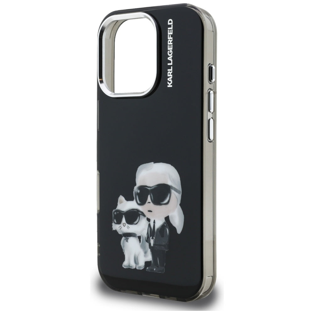 Etui til Apple iPhone 16 Pro Max, Karl Lagerfeld, IML Aquarelle Logo Karl & Choupette, Sort