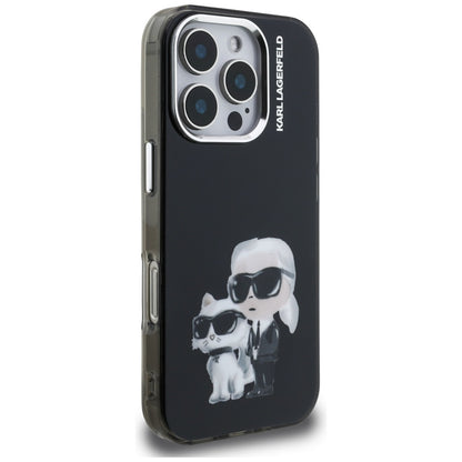 Etui til Apple iPhone 16 Pro Max, Karl Lagerfeld, IML Aquarelle Logo Karl & Choupette, Sort