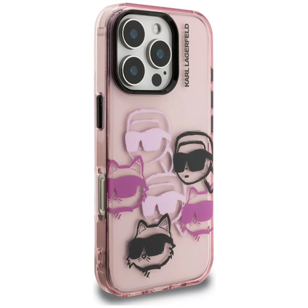 Etui til Apple iPhone 16 Pro Max, Karl Lagerfeld, IML Luxury Multi Head Pattern, Pink