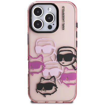 Etui til Apple iPhone 16 Pro Max, Karl Lagerfeld, IML Luxury Multi Head Pattern, Pink
