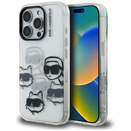 Cover til Apple iPhone 16 Pro Max, Karl Lagerfeld, IML Luxury Multi Head Pattern, Transparent