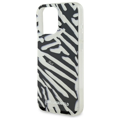 Etui til Apple iPhone 16 Pro Max, Karl Lagerfeld, IML Luxury Zebra Mønster med Strop, Sort