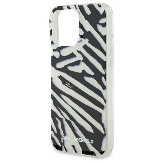 Etui til Apple iPhone 16 Pro Max, Karl Lagerfeld, IML Luxury Zebra Mønster med Strop, Sort