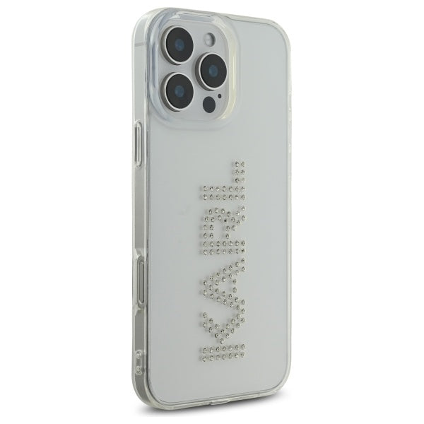 Etui til Apple iPhone 16 Pro Max, Karl Lagerfeld, IML Rhinestones Transparent Logo, Gennemsigtig