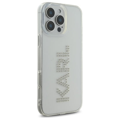 Etui til Apple iPhone 16 Pro Max, Karl Lagerfeld, IML Rhinestones Transparent Logo, Gennemsigtig