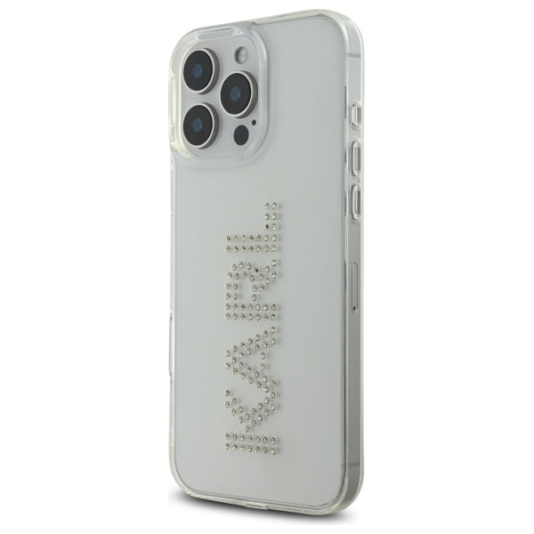 Etui til Apple iPhone 16 Pro Max, Karl Lagerfeld, IML Rhinestones Transparent Logo, Gennemsigtig
