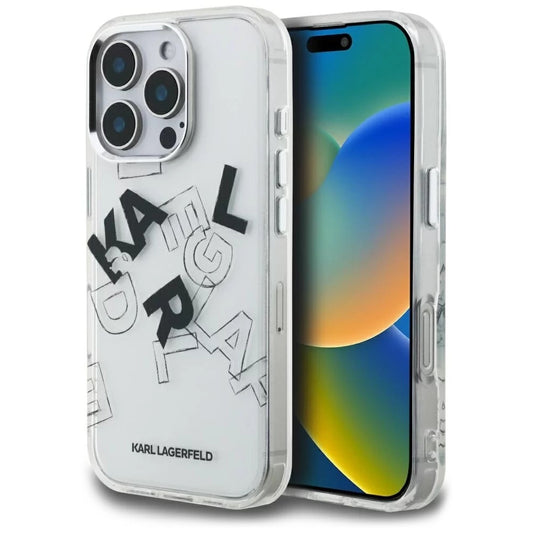 Etui til Apple iPhone 16 Pro Max, Karl Lagerfeld, IML Sketched Graphic Logo, Gennemsigtig