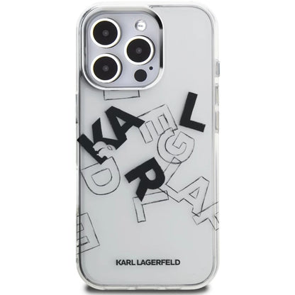Case for Apple iPhone 16 Pro Max, Karl Lagerfeld, IML Sketched Graphic Logo, Transparent