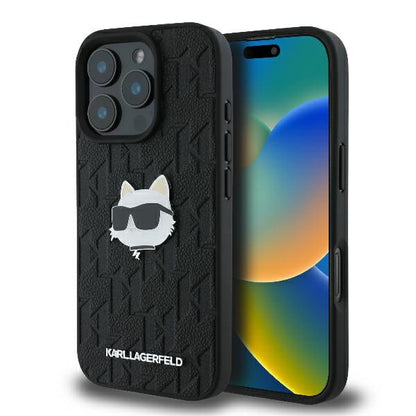 Etui til Apple iPhone 16 Pro Max, Karl Lagerfeld, Monogram Choupette's Head, Sort