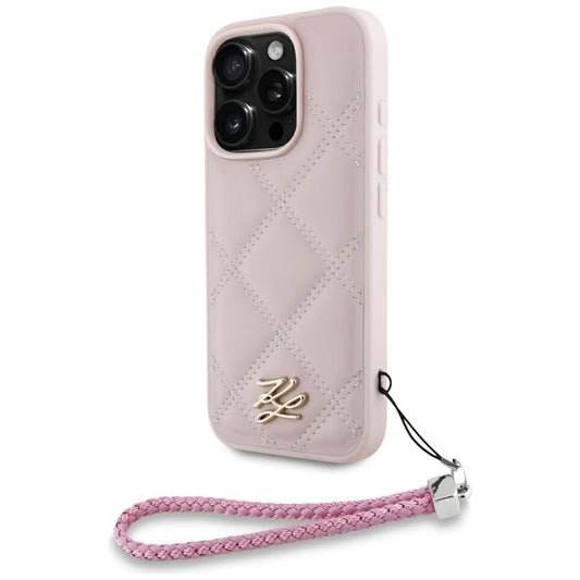 Etui til Apple iPhone 16 Pro Max, Karl Lagerfeld, Quilted Initial Logo & Chain Strap, Pink