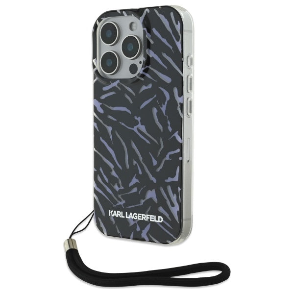 Etui til Apple iPhone 16 Pro Max, Karl Lagerfeld, Zebra with Cord Strap, Lilla