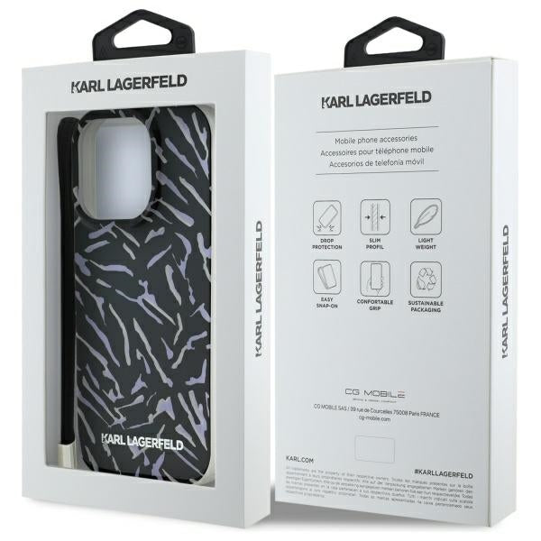 Etui til Apple iPhone 16 Pro Max, Karl Lagerfeld, Zebra with Cord Strap, Lilla