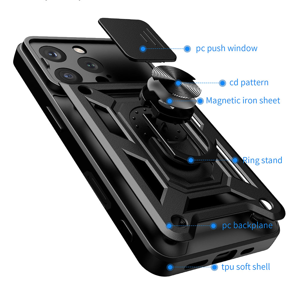 Cover til Apple iPhone 16 Pro, Techsuit, CamShield, Sort
