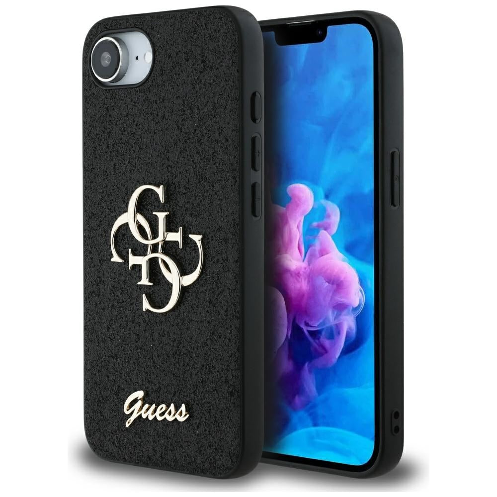 Case for Apple iPhone 16e, Guess, Fixed Glitter Big 4G, Black