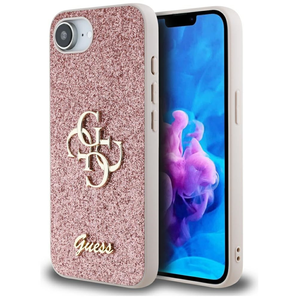 Etui til Apple iPhone 16e, Guess, Fixed Glitter Big 4G, Pink