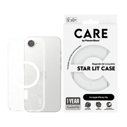 Etui til Apple iPhone 16e, PanzerGlass, Care Urban Combat Star Lit, Transparent Hvid