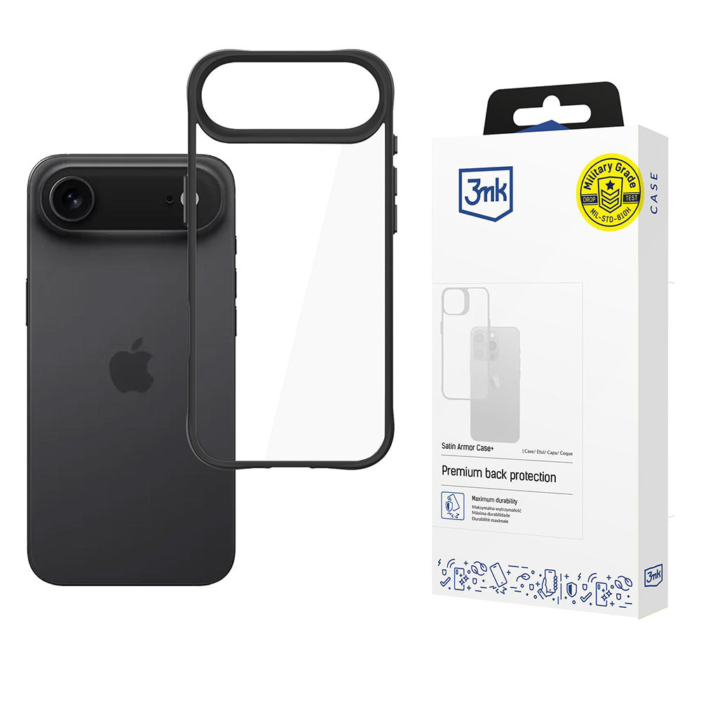 Etui til Apple iPhone 17 Air, 3MK, Satin Armor Case+, Sort