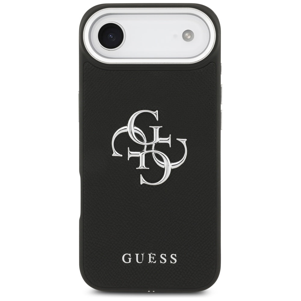 Etui til Apple iPhone 17 Air, Guess, 4G Grained Big and Classic Logo, Sort Sølvfarvet