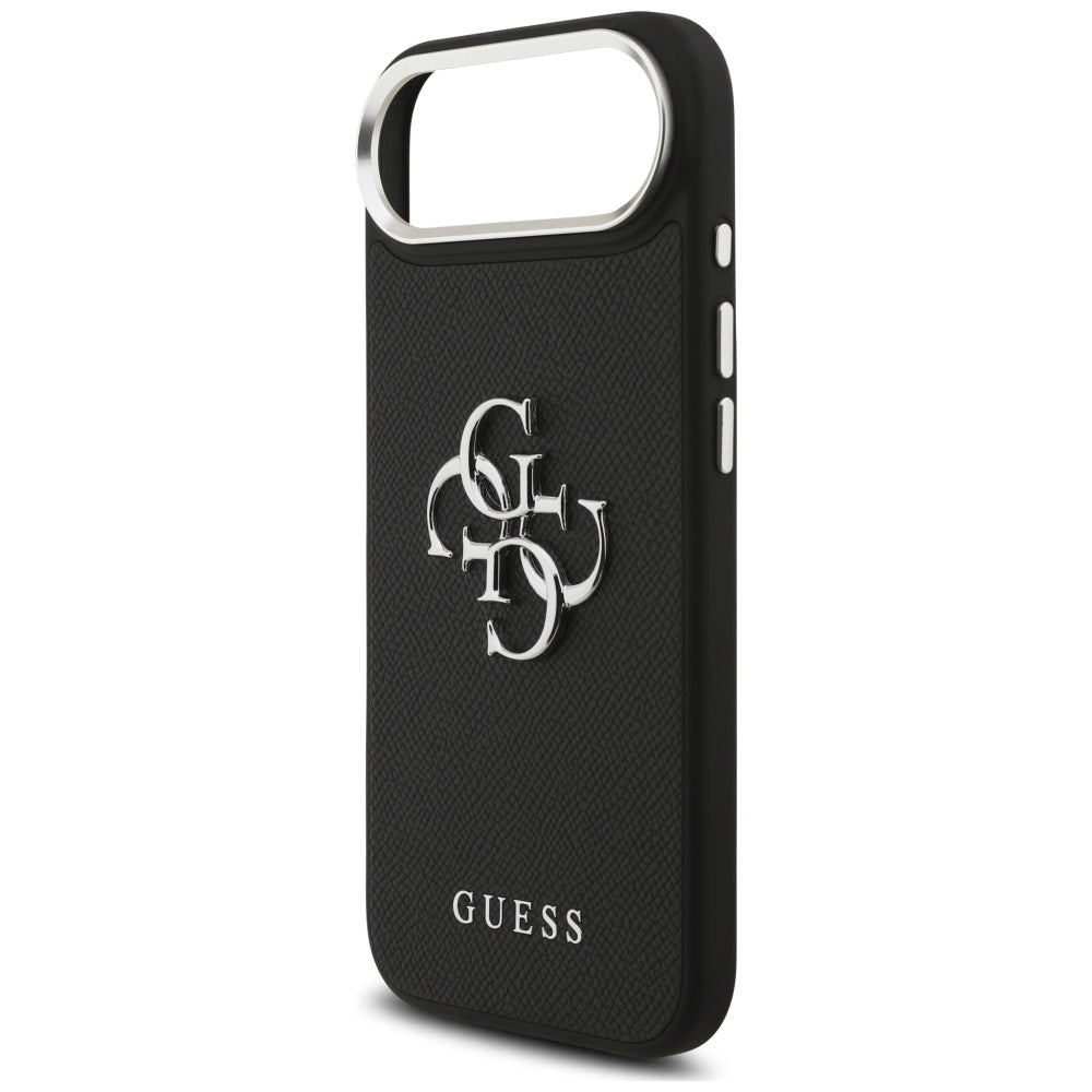 Etui til Apple iPhone 17 Air, Guess, 4G Grained Big and Classic Logo, Sort Sølvfarvet