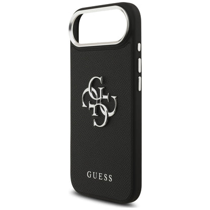Etui til Apple iPhone 17 Air, Guess, 4G Grained Big and Classic Logo, Sort Sølvfarvet