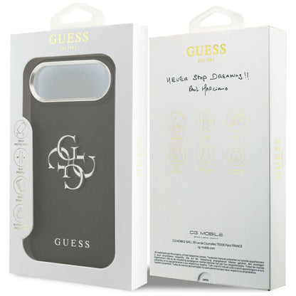 Etui til Apple iPhone 17 Air, Guess, 4G Grained Big and Classic Logo, Sort Sølvfarvet