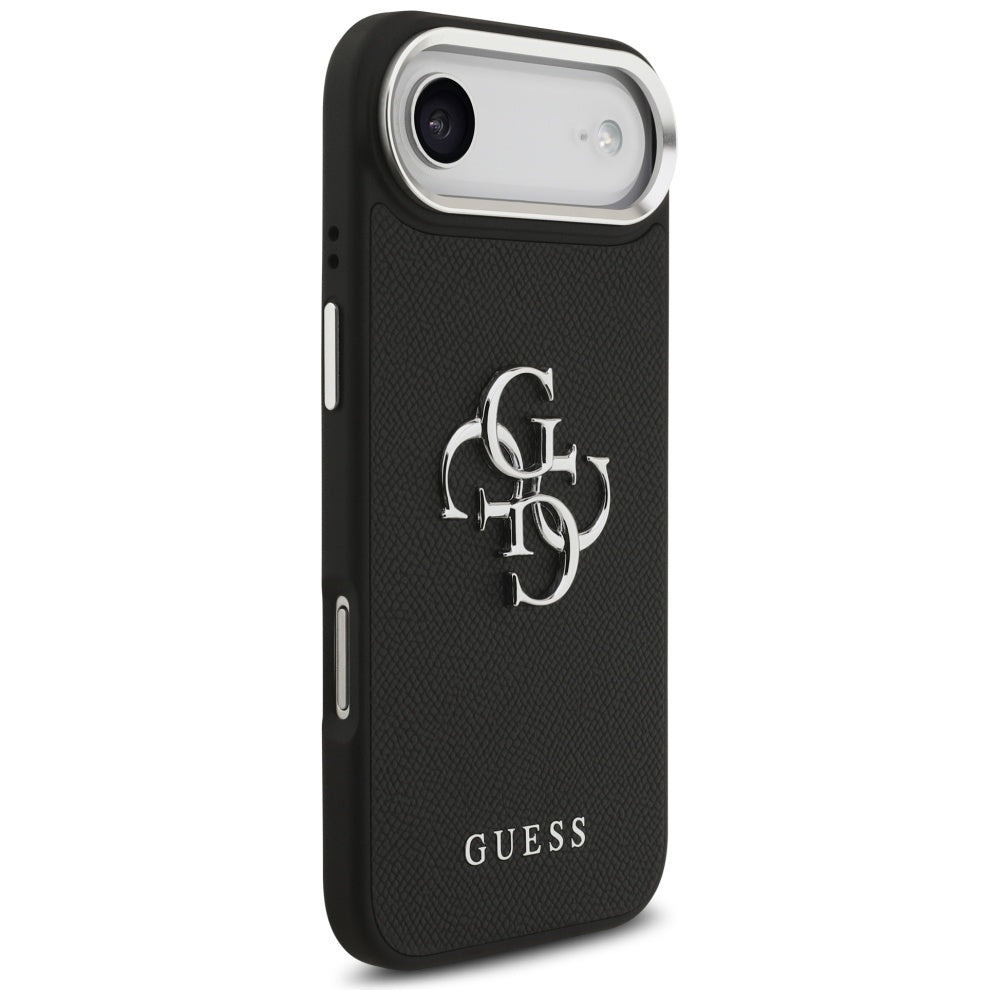 Etui til Apple iPhone 17 Air, Guess, 4G Grained Big and Classic Logo, Sort Sølvfarvet