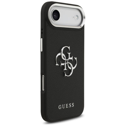Etui til Apple iPhone 17 Air, Guess, 4G Grained Big and Classic Logo, Sort Sølvfarvet