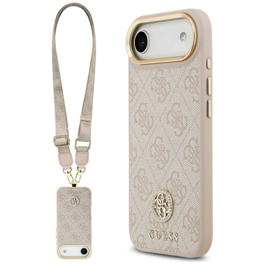 Etui til Apple iPhone 17 Air, Guess, 4G Strass Logo og Big Strap, Pink