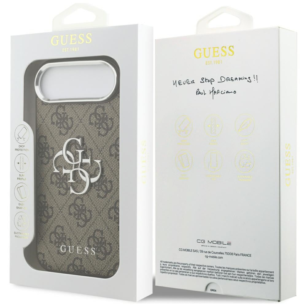 Etui til Apple iPhone 17 Air, Guess, Big 4G Logo Classic, Brun Sølvfarvet