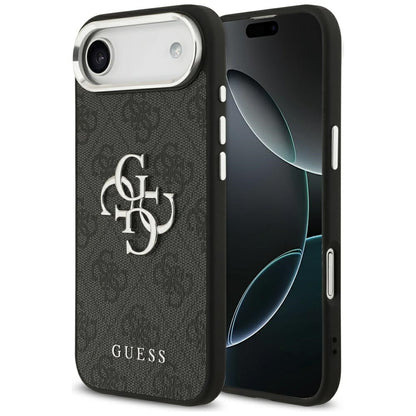 Etui til Apple iPhone 17 Air, Guess, Big 4G Logo Classic, Sort Sølvfarvet