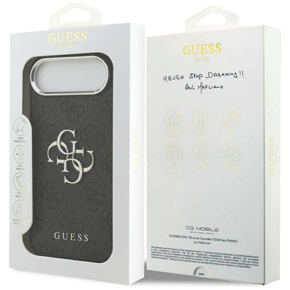 Etui til Apple iPhone 17 Air, Guess, Big 4G Logo Classic, Sort Sølvfarvet