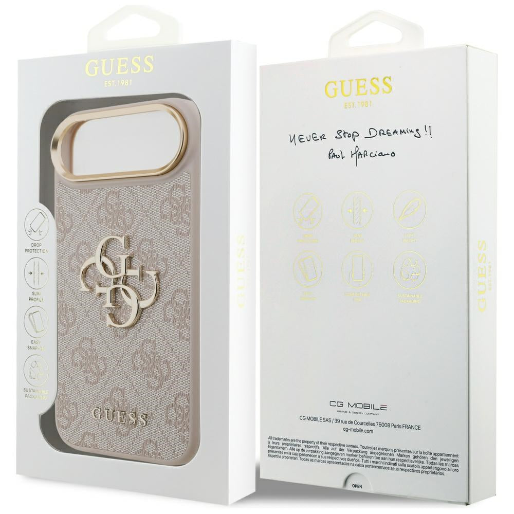 Etui til Apple iPhone 17 Air, Guess, Big 4G Logo Classic, Gylden Rosa
