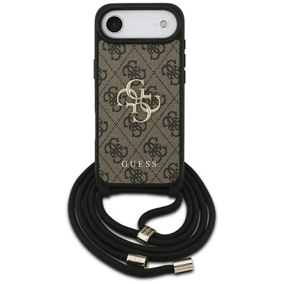 Etui til Apple iPhone 17 Air, Guess, Crossbody Cord 4G Big Log, Brun