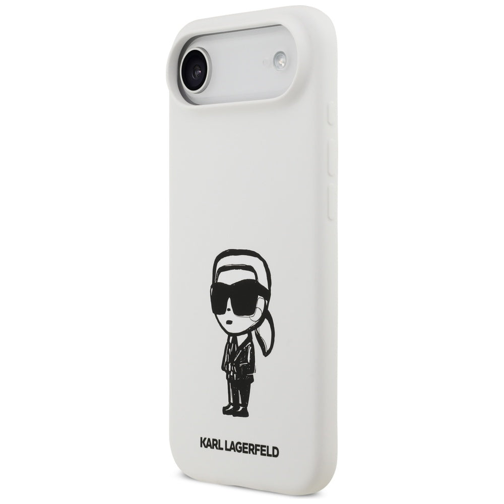 Etui til Apple iPhone 17 Air, Karl Lagerfeld, Sketch and Logo Karl, Hvid